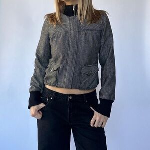 Y2K Moto Jacket Funnel Neck F21 Medium